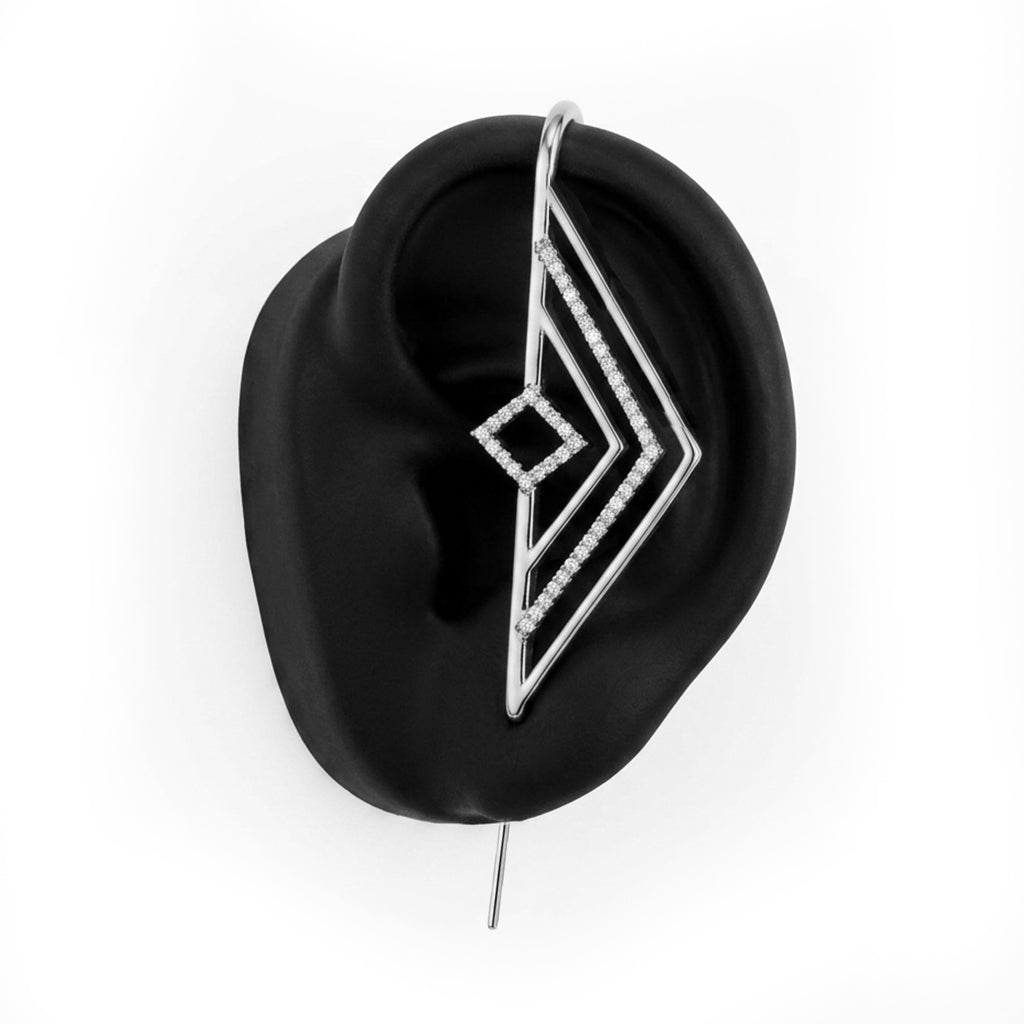 Ascension ear cuff in silver, left-ear version
