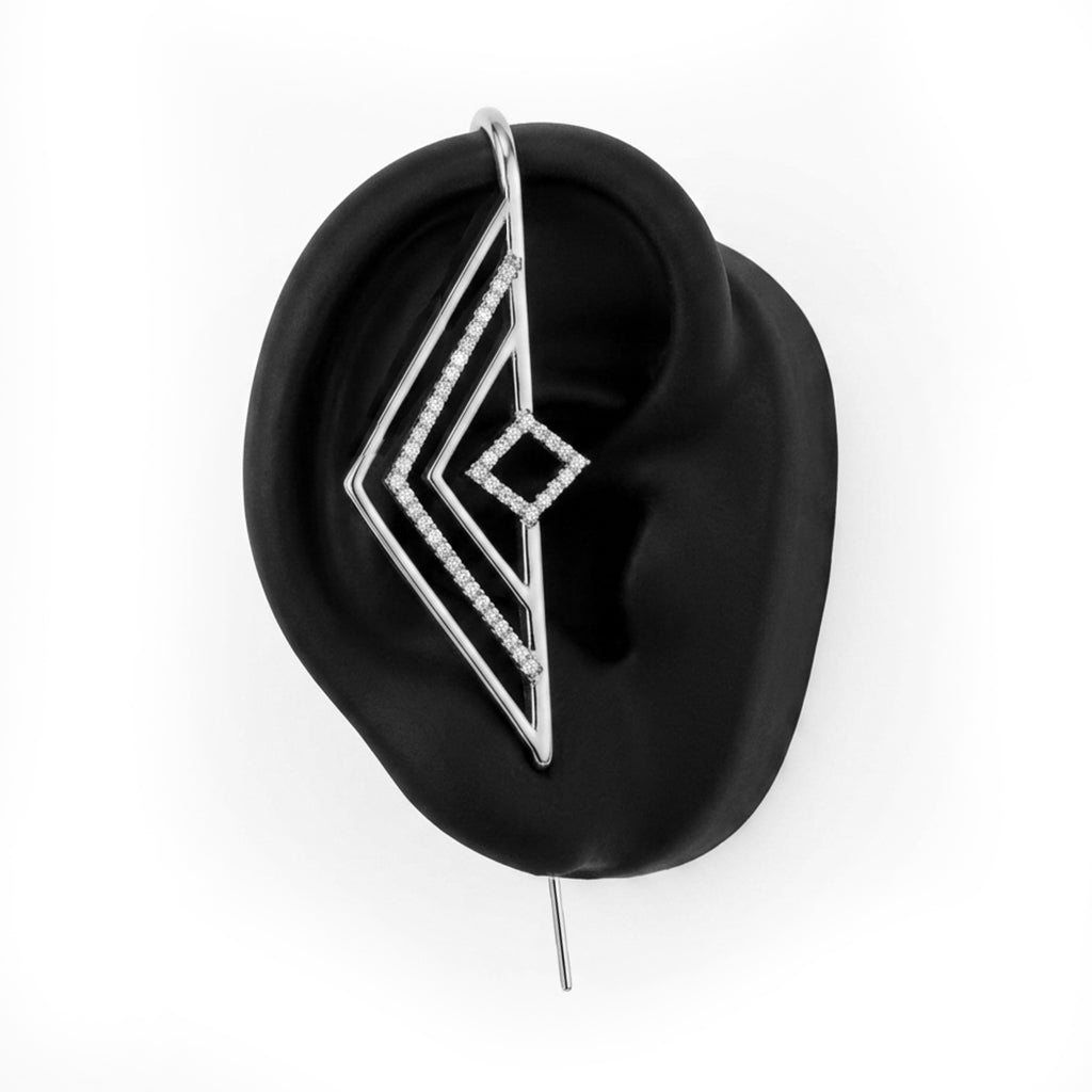 Ascension ear cuff in silver, right-ear version