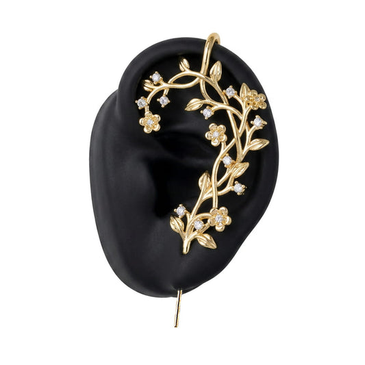 Flourishing ear cuff in gold, left-ear version