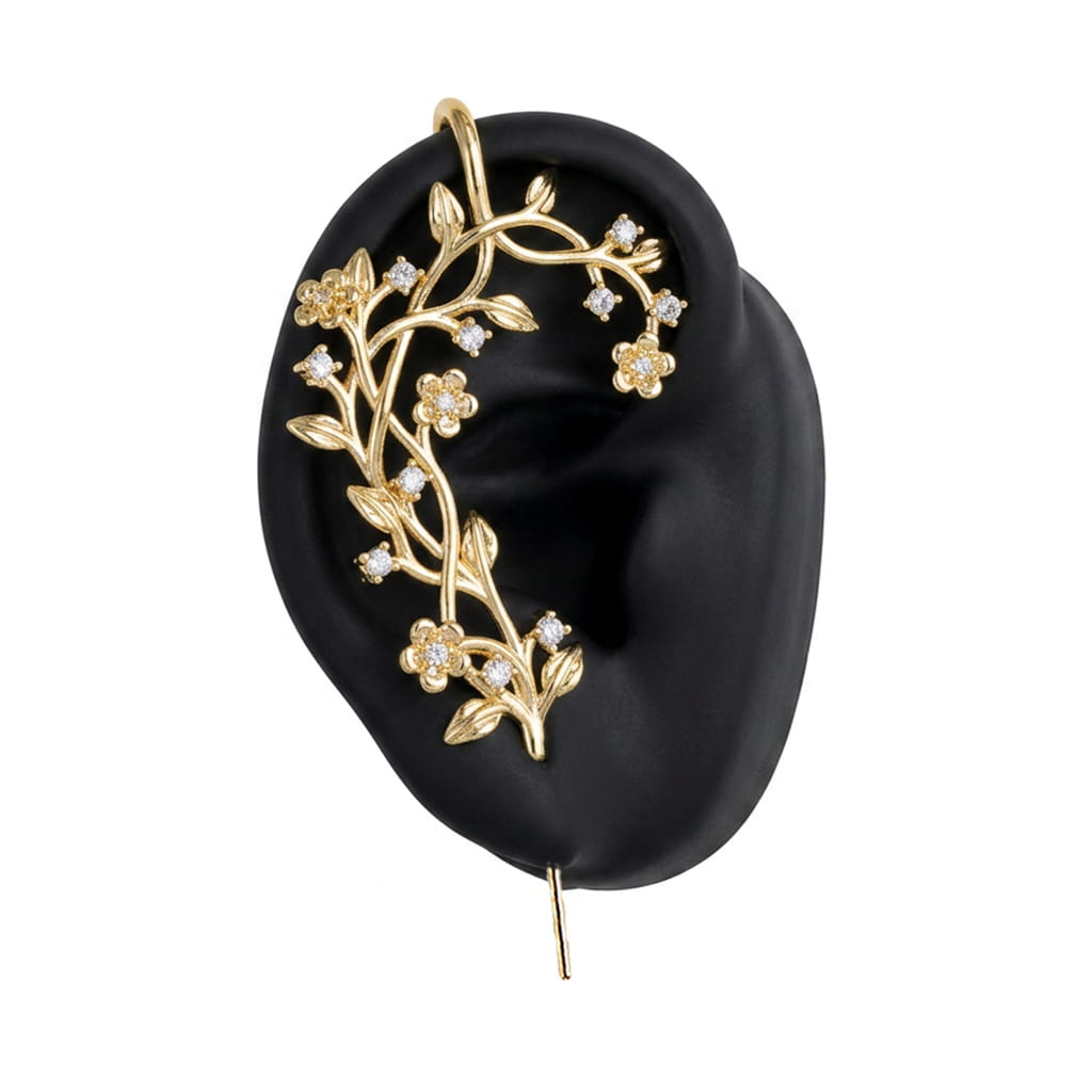 Flourishing ear cuff in gold, right-ear version