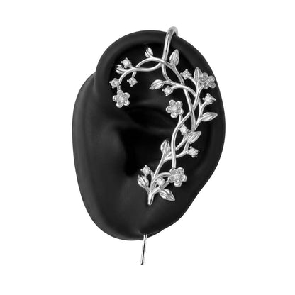 Flourishing ear cuff in silver, left-ear version