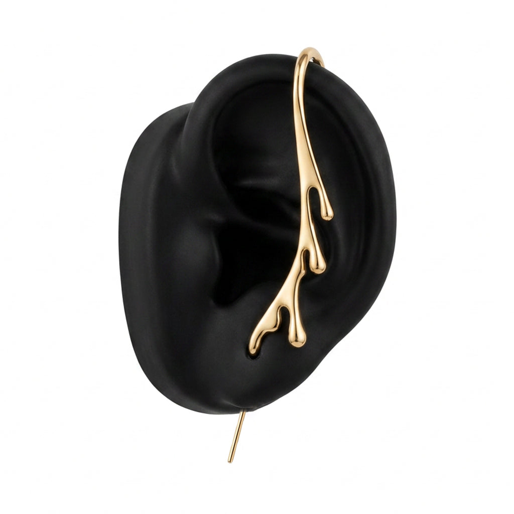 Drip ear cuff in gold, left-ear version