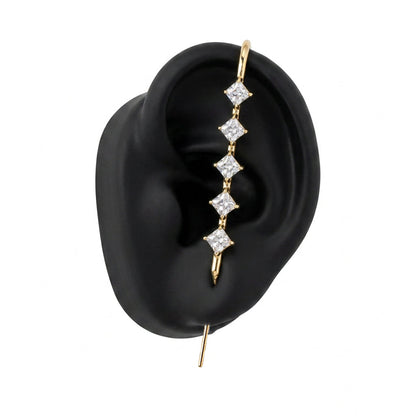 Crystal Stack ear cuff in gold on a black ear form