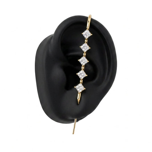 Crystal Stack ear cuff in gold on a black ear form