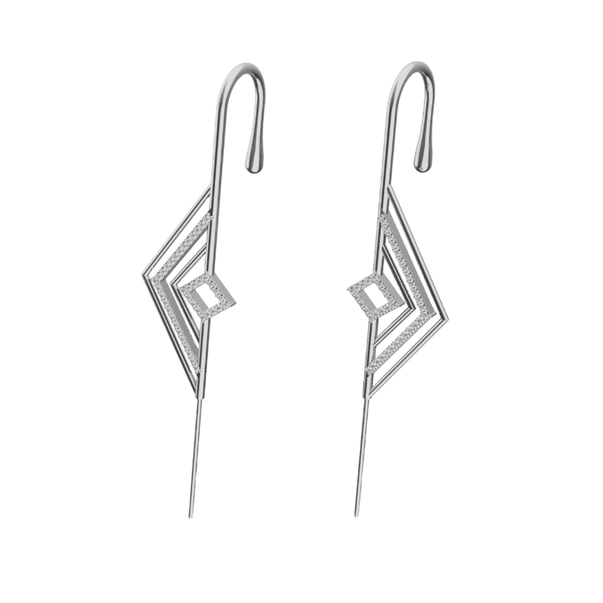 Ascension ear cuff in silver on a black ear form