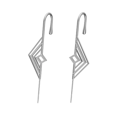 Ascension ear cuff in silver on a black ear form