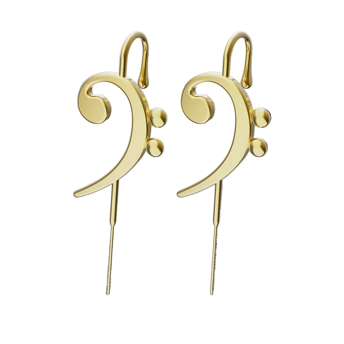 Bass Clef ear cuffs in gold, a pair