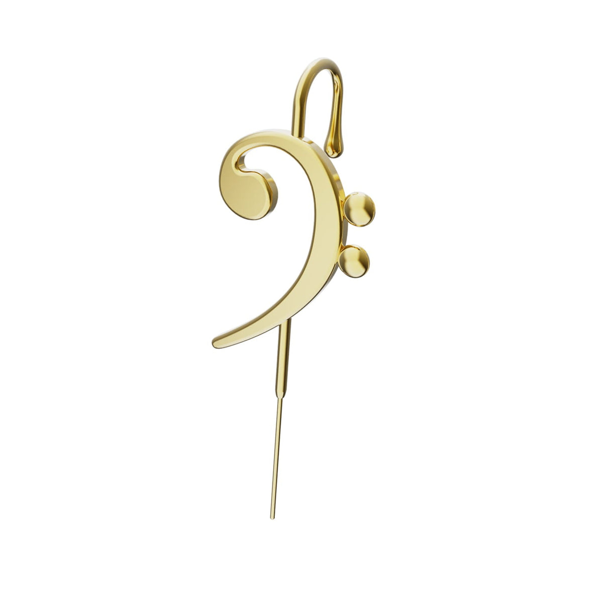 Bass Clef ear cuff in gold, single