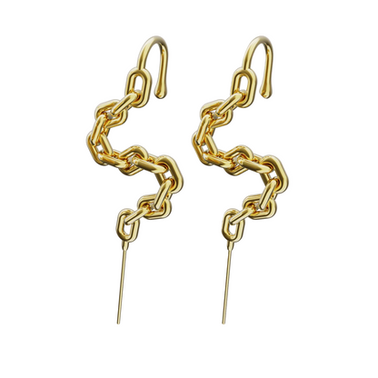 Chain-Link ear cuffs in gold, a pair