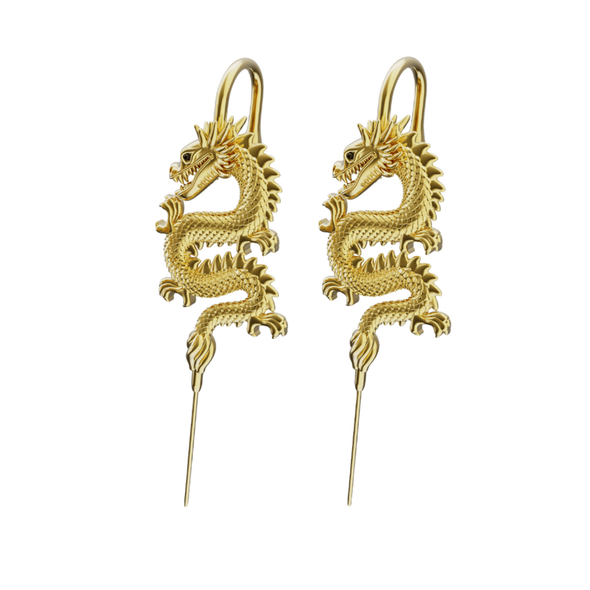 Tianlong 天龙 ear cuffs in gold, a pair
