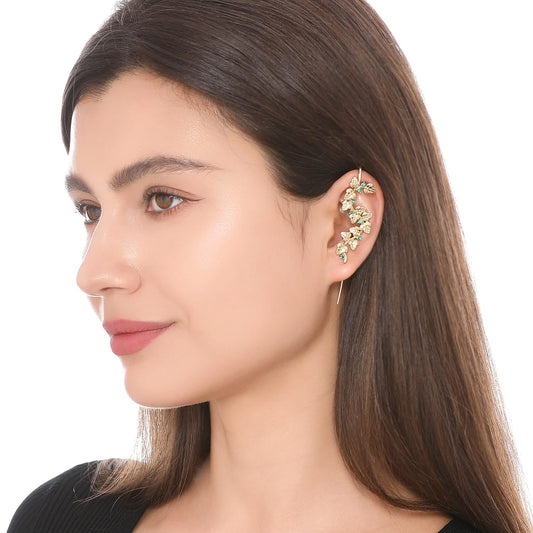 Creeping Ivy ear cuff worn on the ear, profile view