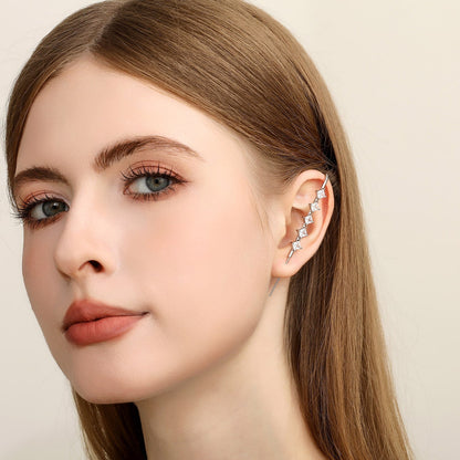 Crystal Stack ear cuff worn on the ear, profile view