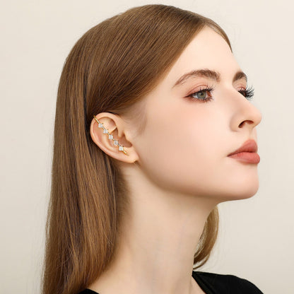 Crystal Stack ear cuff worn on the ear, profile view