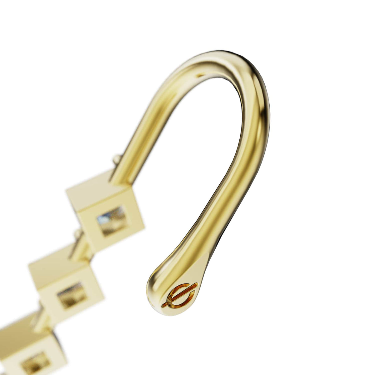 Crystal Stack ear cuff in gold, the hook that sits over the ear