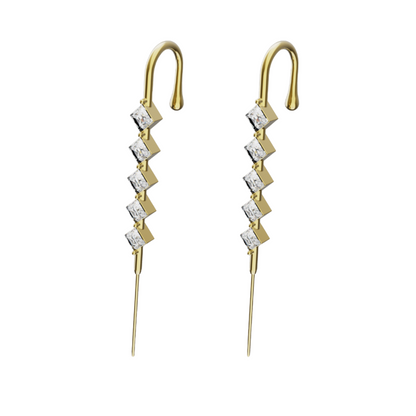 Crystal Stack ear cuffs in gold, a pair