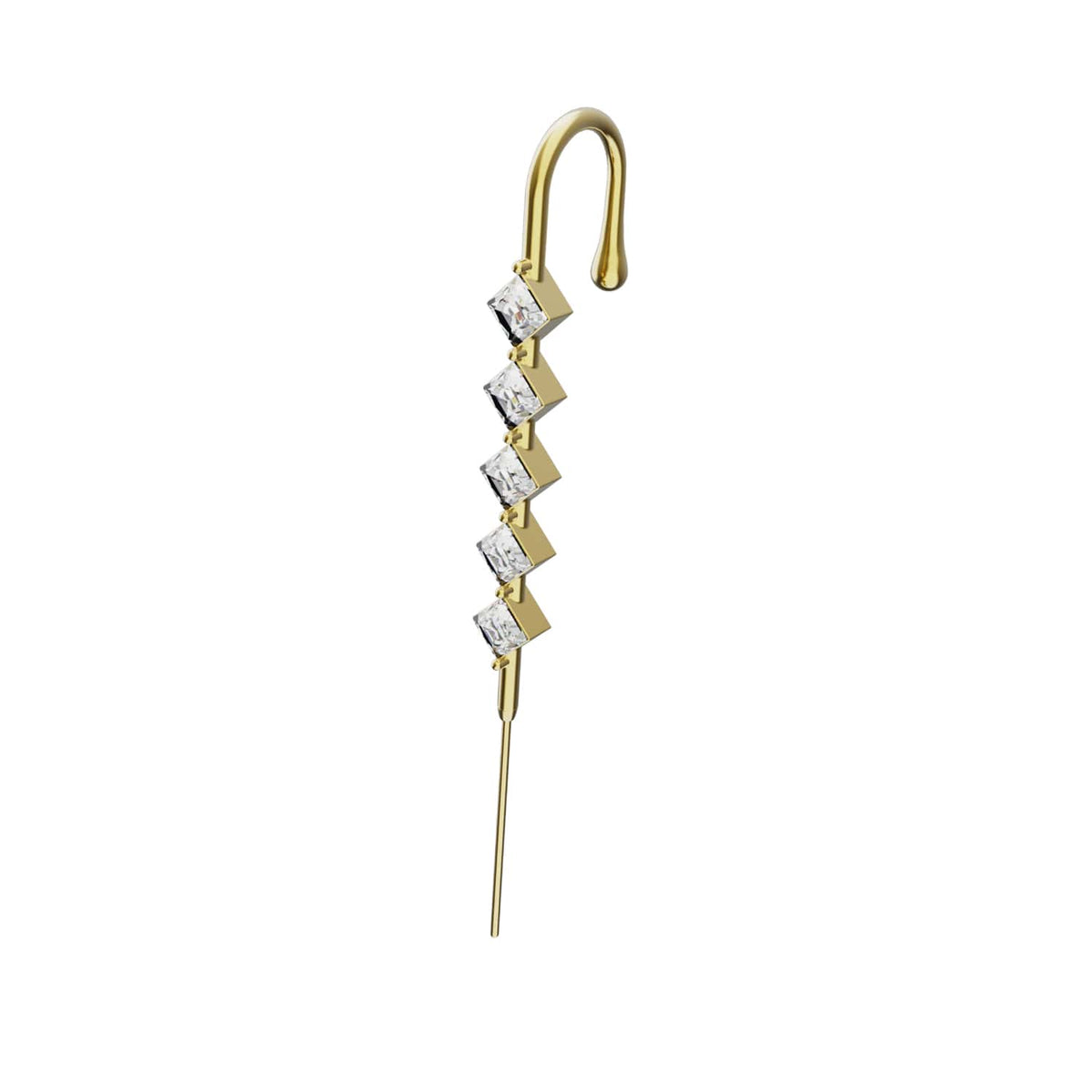 Crystal Stack ear cuff in gold on a black ear form