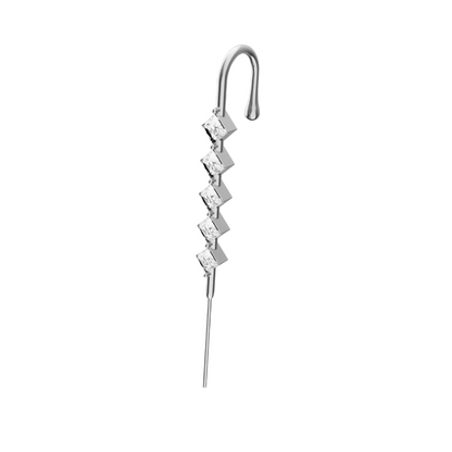 Crystal Stack ear cuff in silver, single