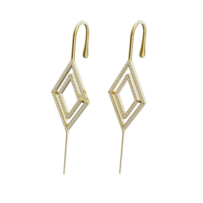 Diamond ear cuffs in gold, a pair