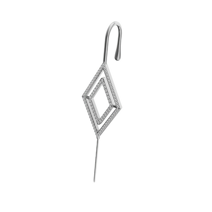 Diamond ear cuff in silver, single