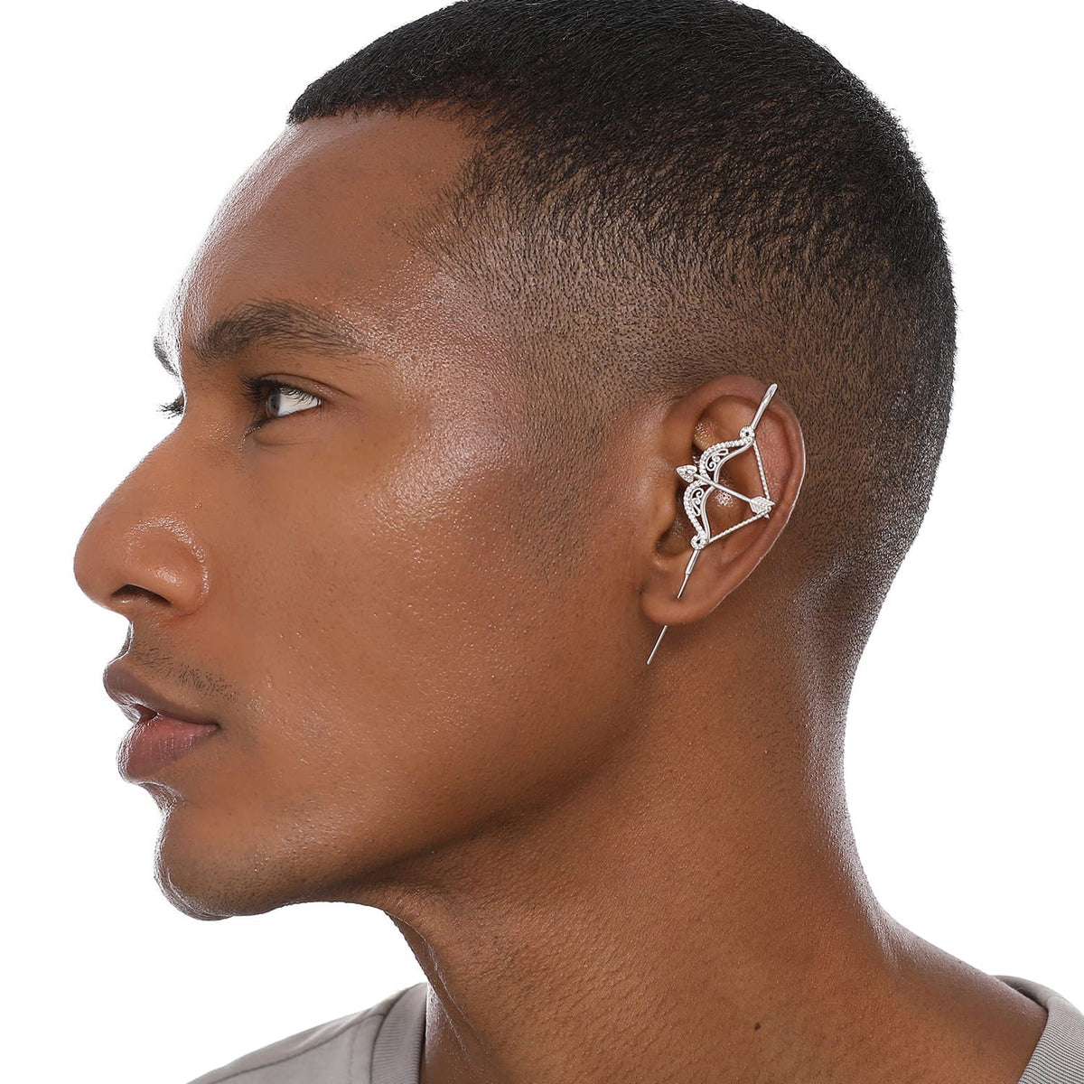 Divine Strike ear cuff worn on the ear, profile view