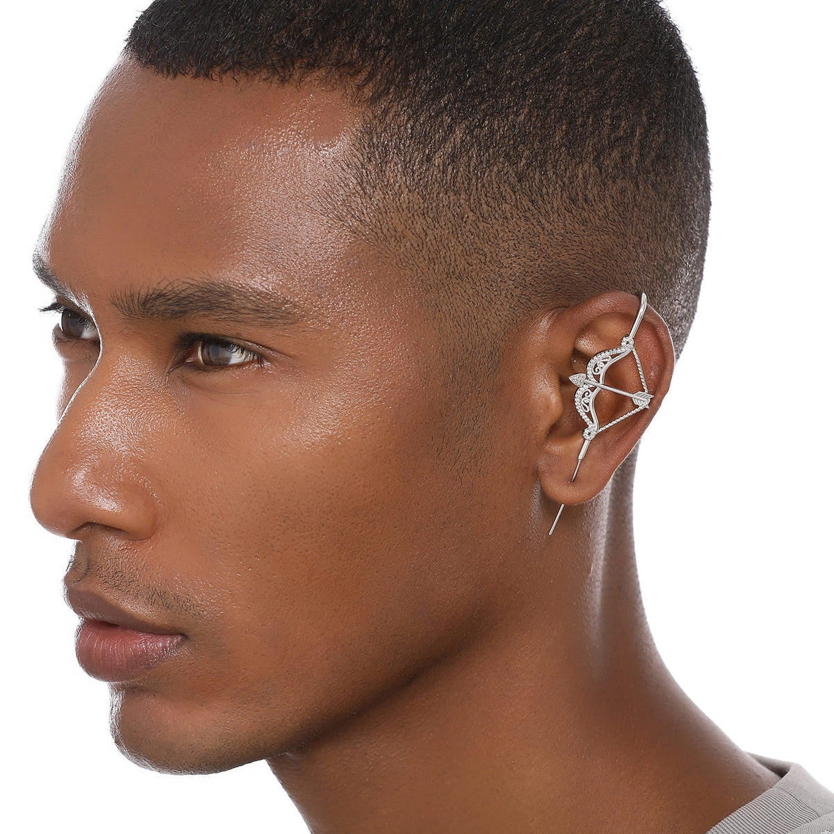 Divine Strike ear cuff worn on the ear, profile view