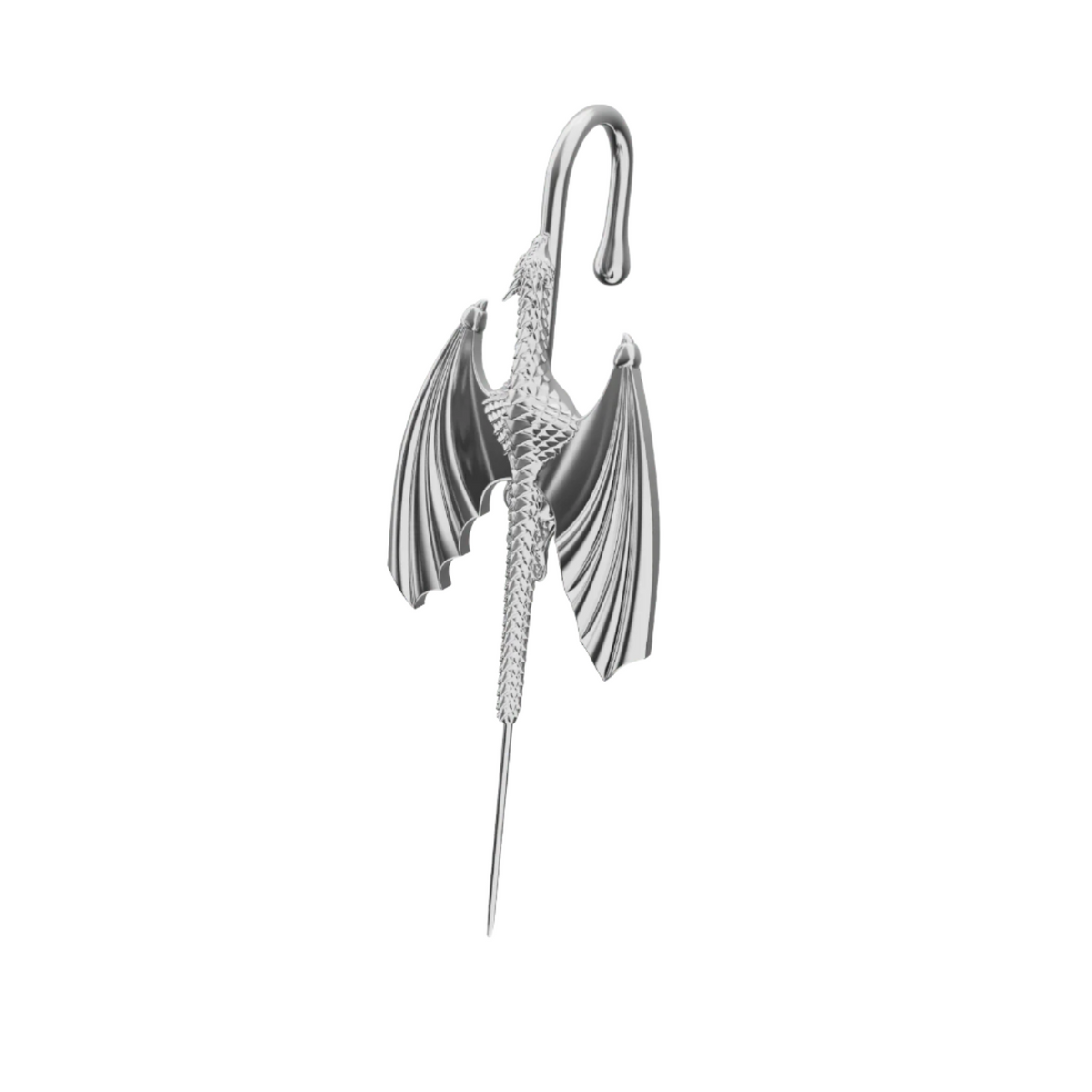 Stormscale ear cuff in silver, single