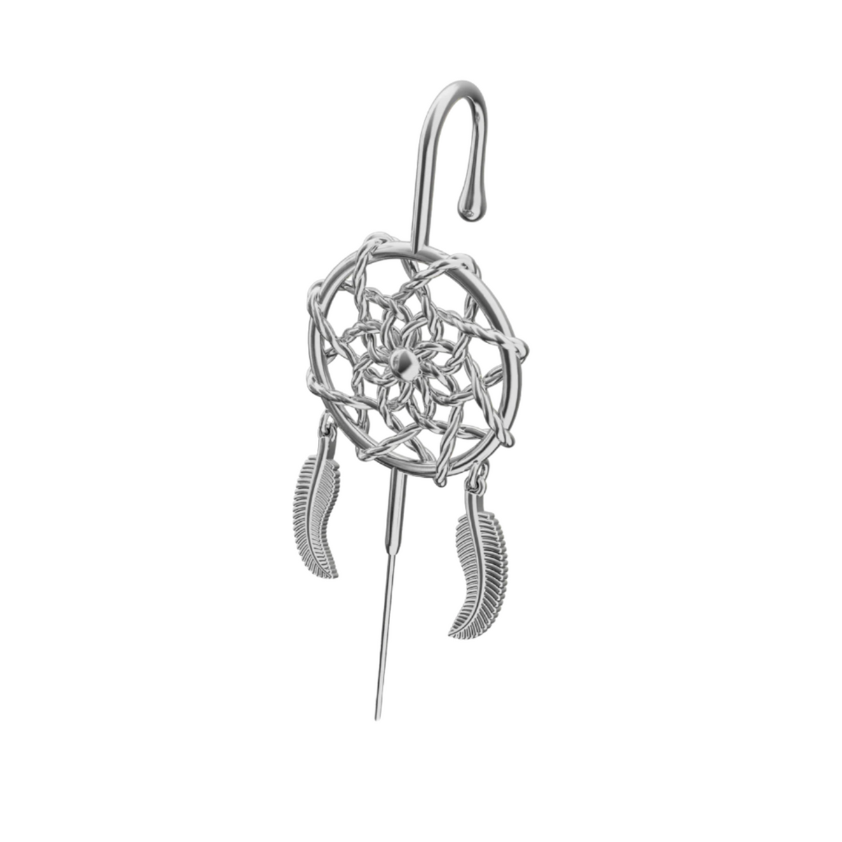 Dreamcatcher ear cuff in silver, single