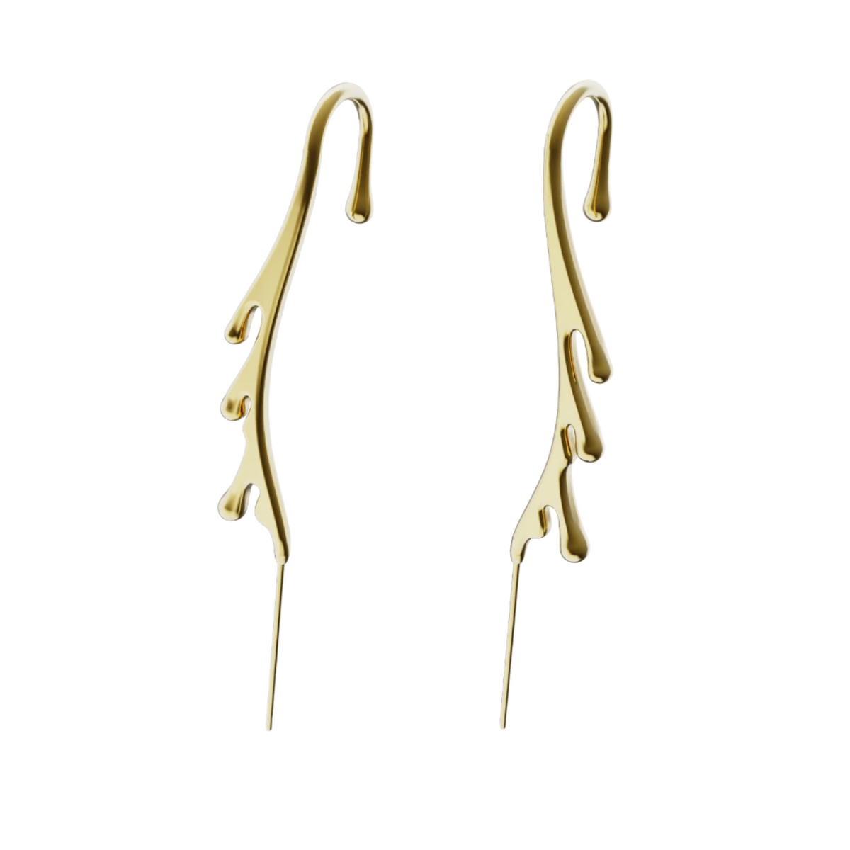 Drip ear cuffs in gold, a pair