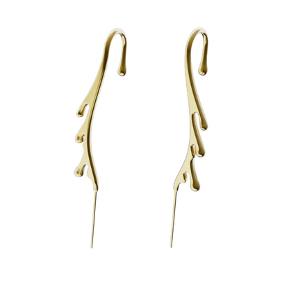 Drip ear cuffs in gold, a pair