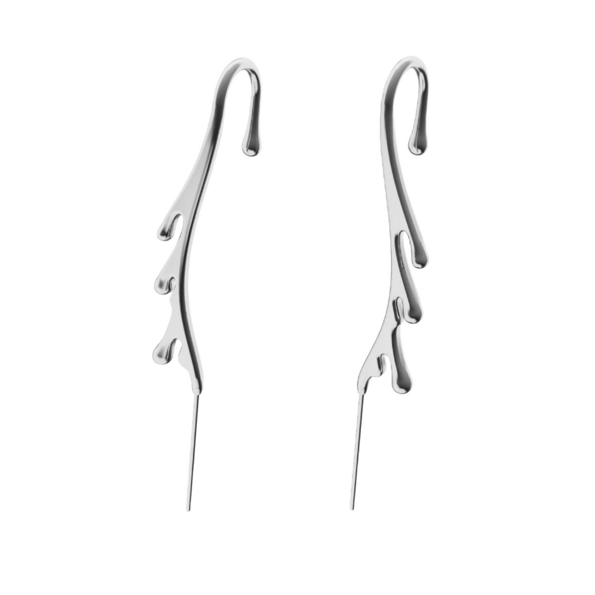 Drip ear cuffs in silver, a pair