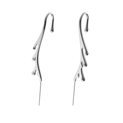 Drip ear cuffs in silver, a pair