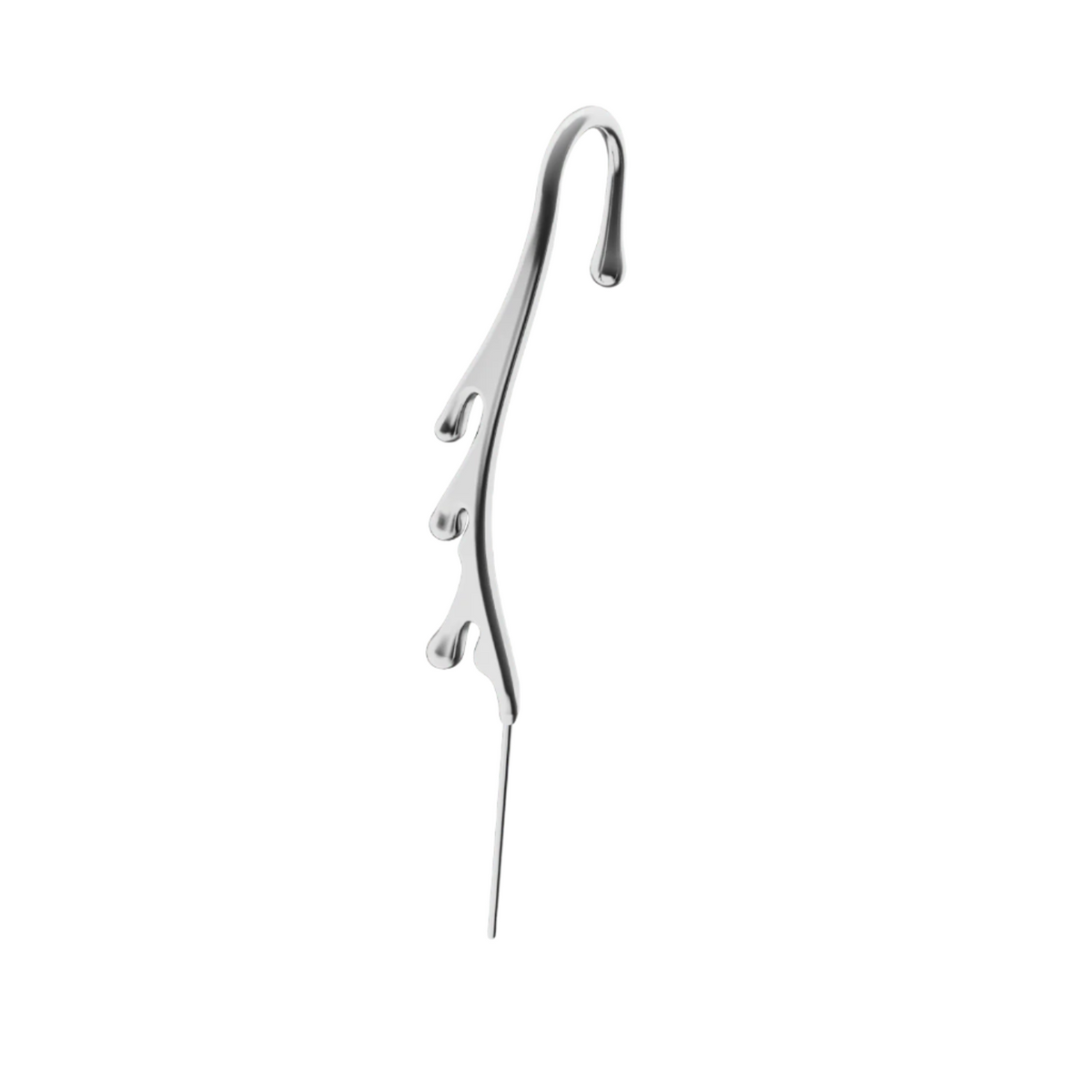 Drip ear cuff in silver, single