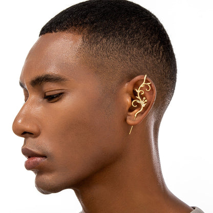 Enchanted Vine ear cuff worn on the ear, profile view