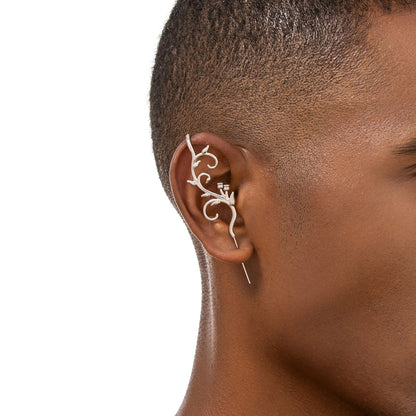 Enchanted Vine ear cuff worn on the ear, profile view