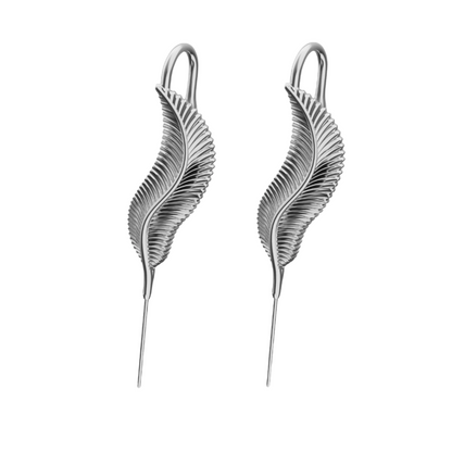 Feathered Grace ear cuffs in silver, a pair