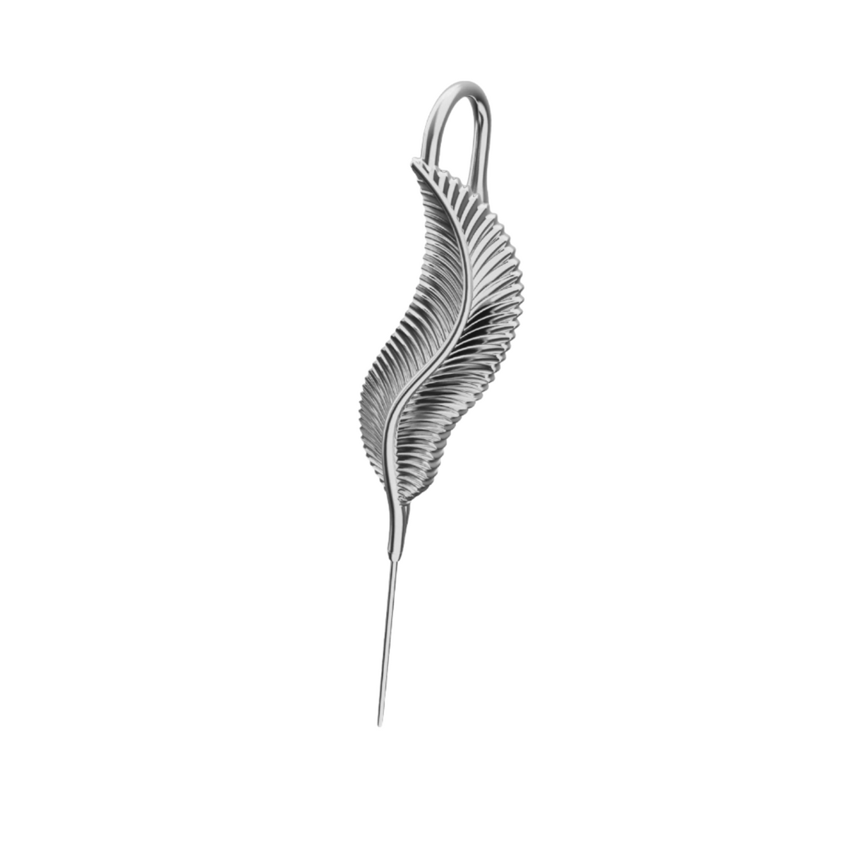 Feathered Grace ear cuff in silver, single