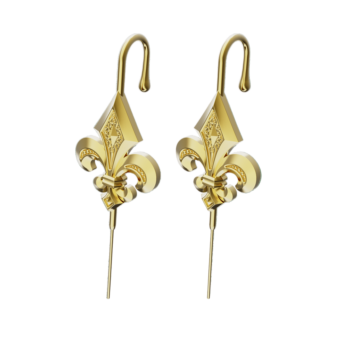 Fleur De Lys ear cuffs in gold, a pair
