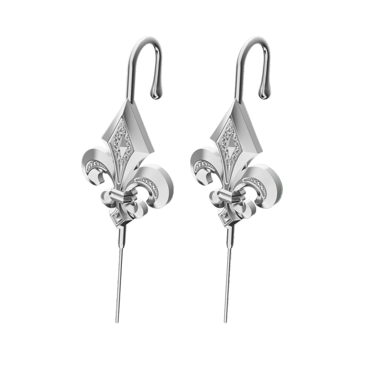 Fleur De Lys ear cuffs in silver, a pair