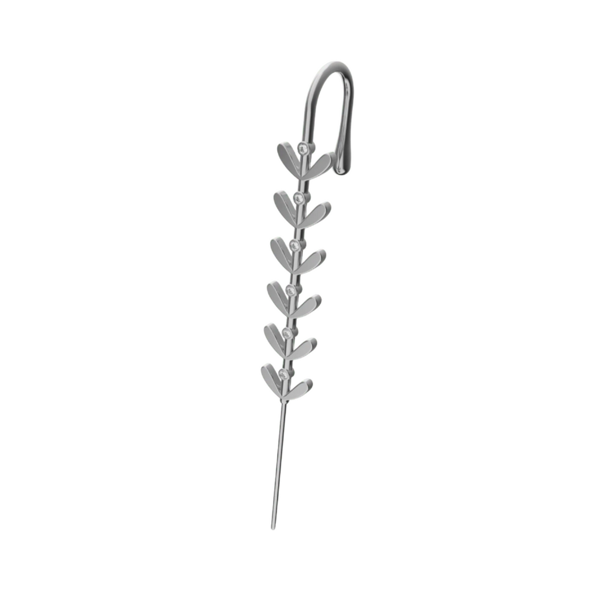 Flora ear cuff in silver, single