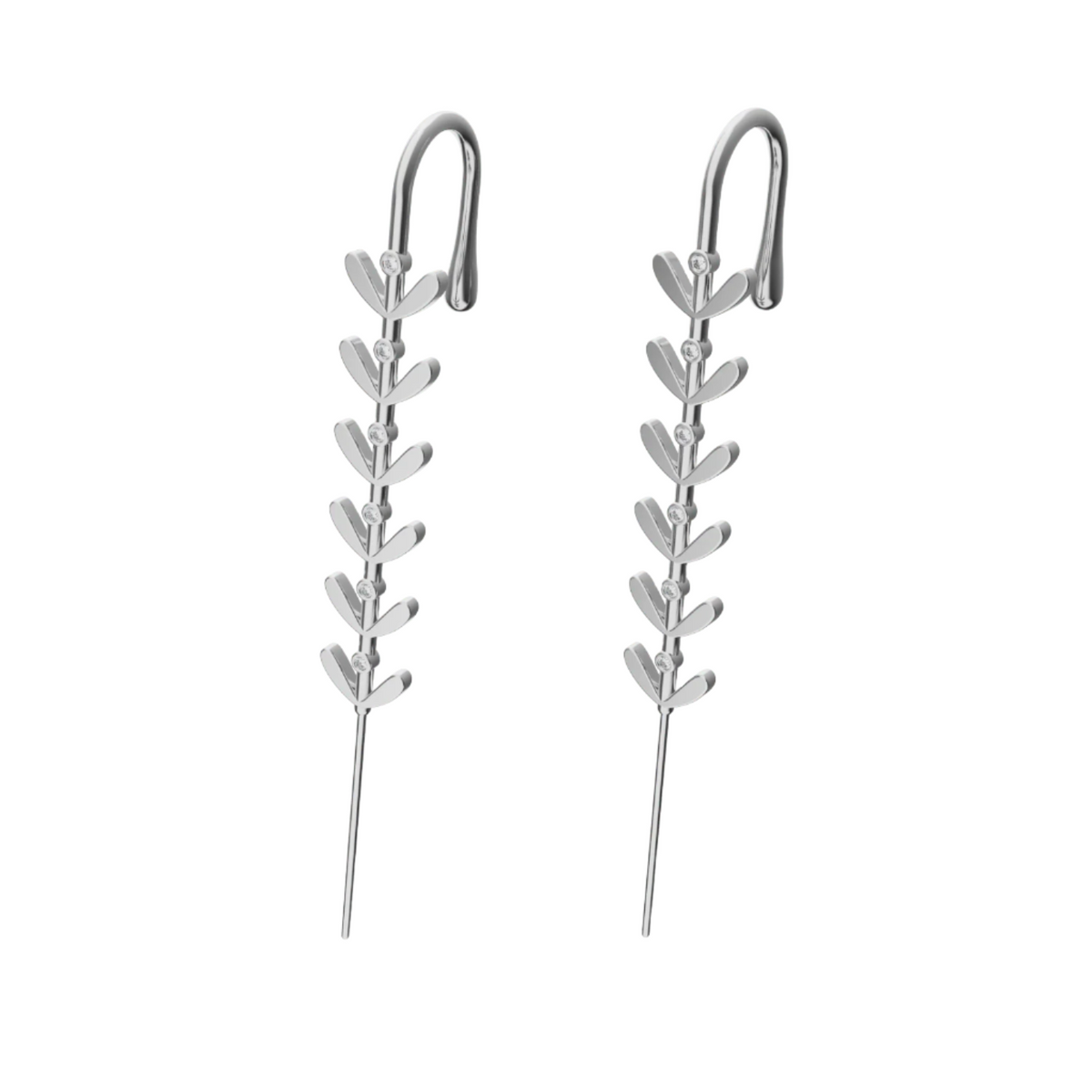 Flora ear cuffs in silver, a pair