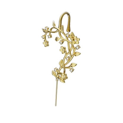 Flourishing ear cuff in gold, left-ear version