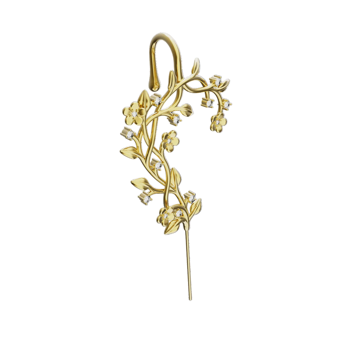 Flourishing ear cuff in gold, right-ear version