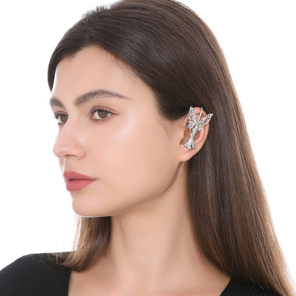 Forrest Fairy ear cuff worn on the ear, profile view