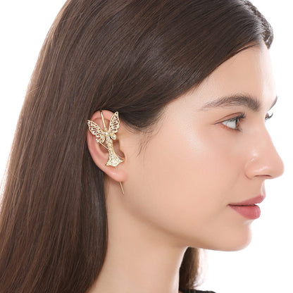 Forrest Fairy ear cuff worn on the ear, profile view