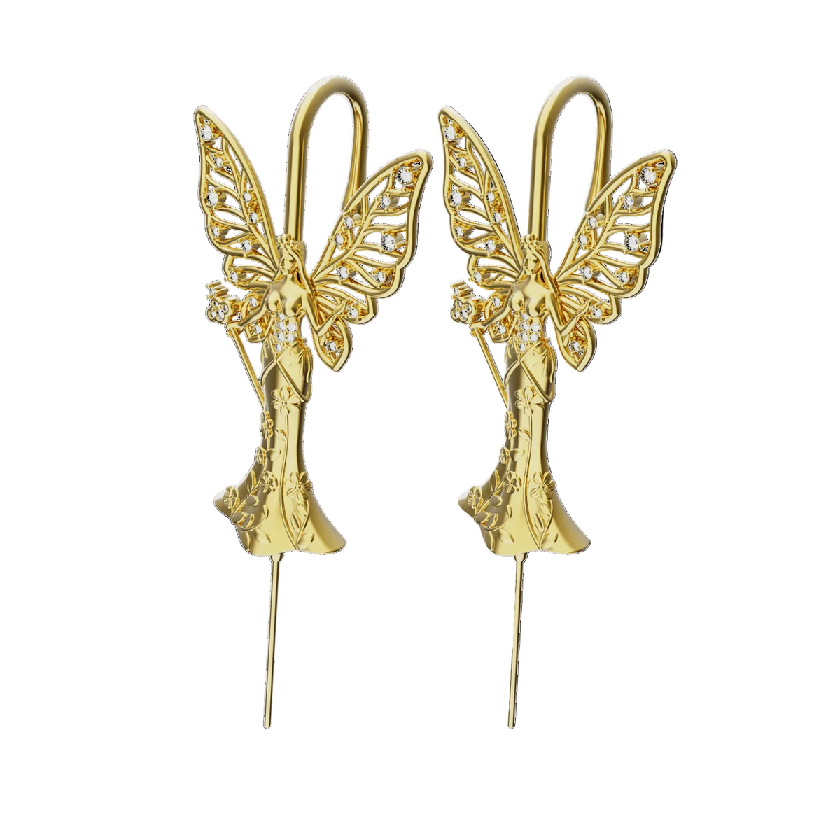 Forrest Fairy ear cuffs in gold, a pair