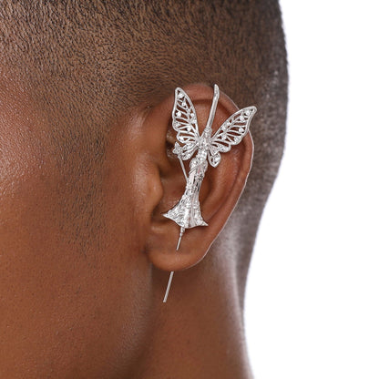 Forrest Fairy ear cuff worn on the ear, profile view