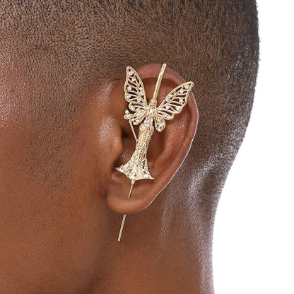 Forrest Fairy ear cuff worn on the ear, profile view