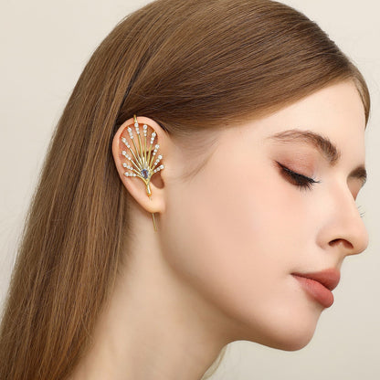 Ethereal Fountain ear cuff worn on the ear, profile view