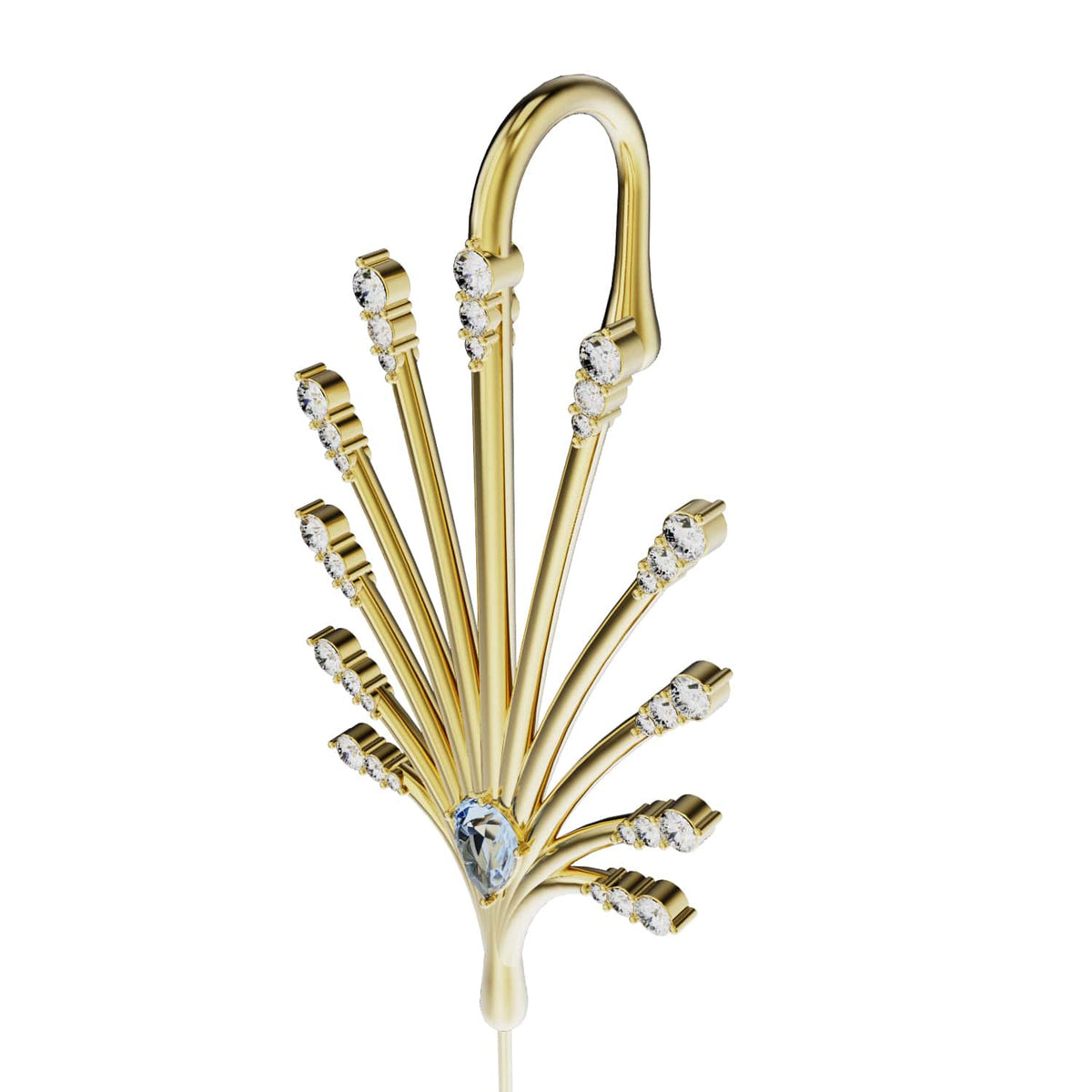 Ethereal Fountain ear cuff in gold, close detail