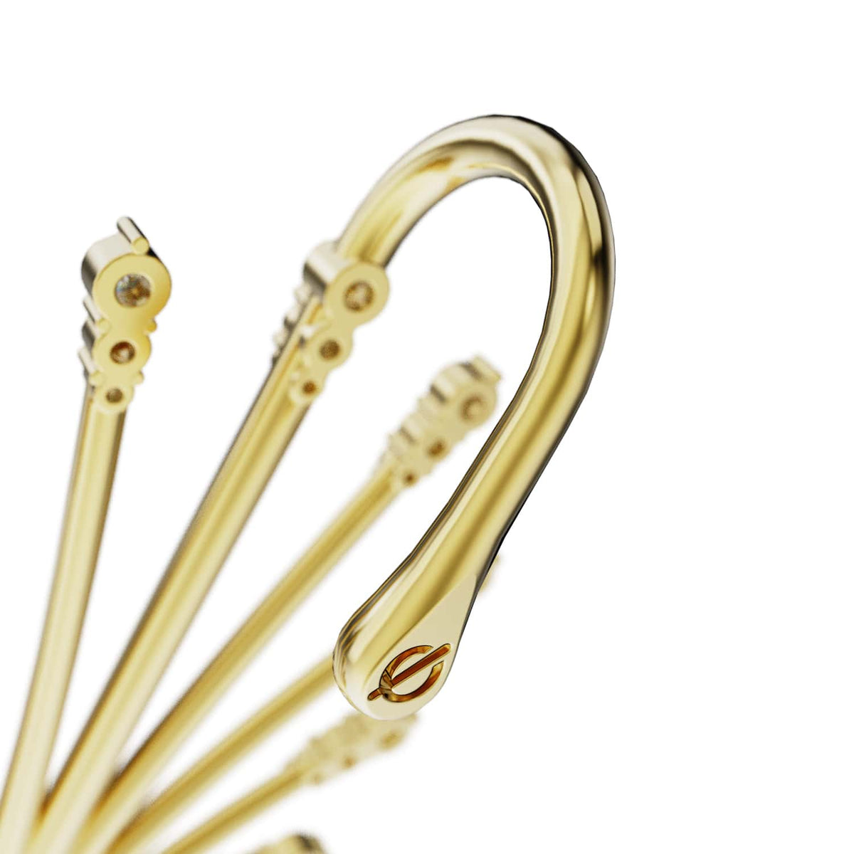 Ethereal Fountain ear cuff in gold, the hook that sits over the ear